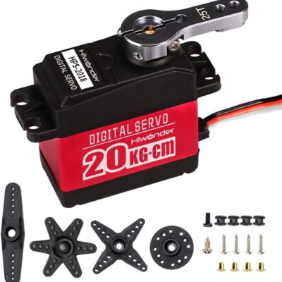 20KG RC Servo High Torque Servo Motors, Waterproof Full Metal Gear Steering Servo for 1/6 1/8 1/10 1/12 RC Car Robot DIY, Digital Servo with 25T Servo Horn, Control Angle 180°