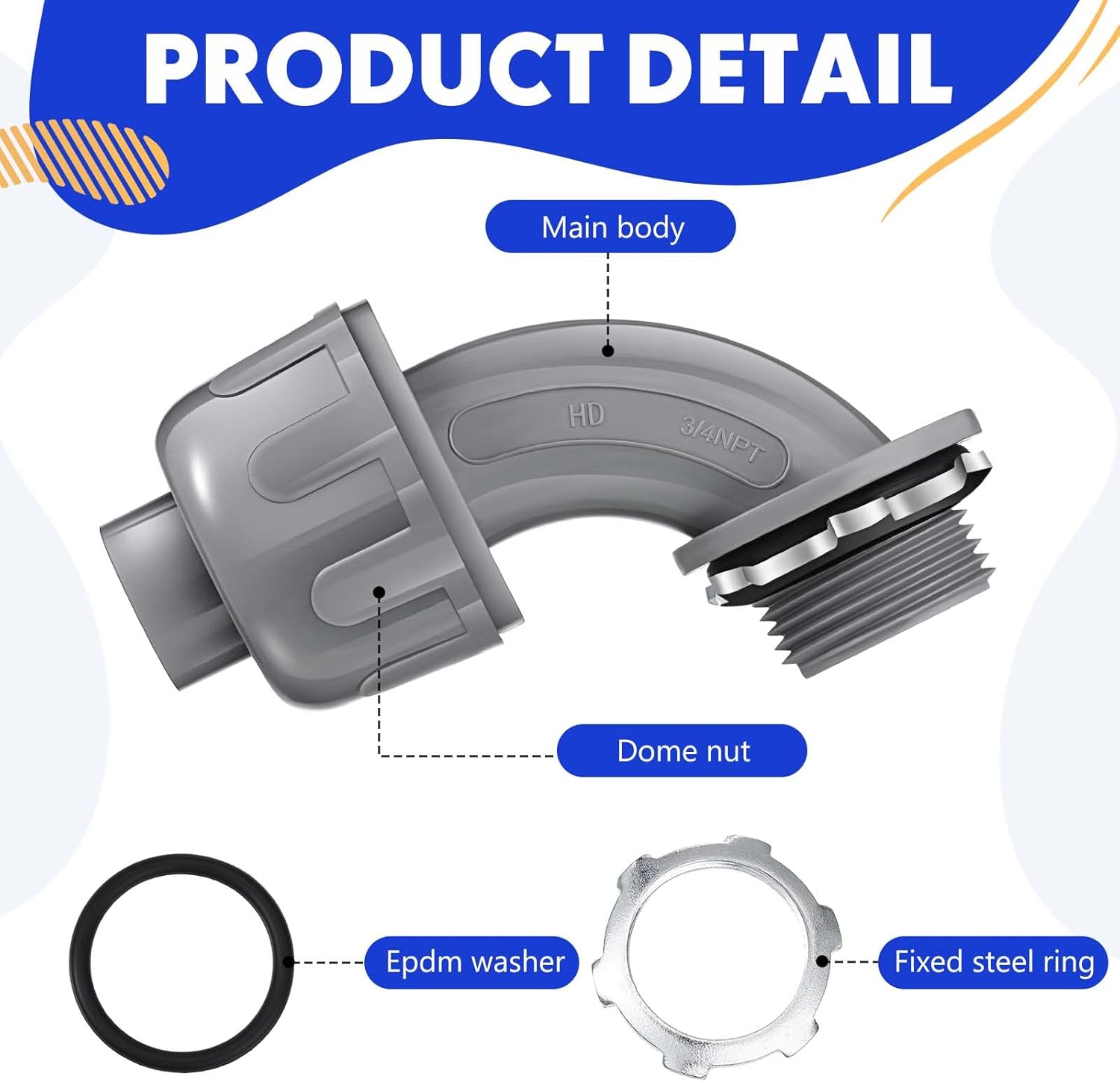 Liquid Tight Connector 3/4 Inch 90 Degree Non Metallic Flex Electrical Conduit Fittings, Electrical Conduit Connector Fitting for PVC Pipe Cable Home Kitchen (25 Pcs) - Image 3