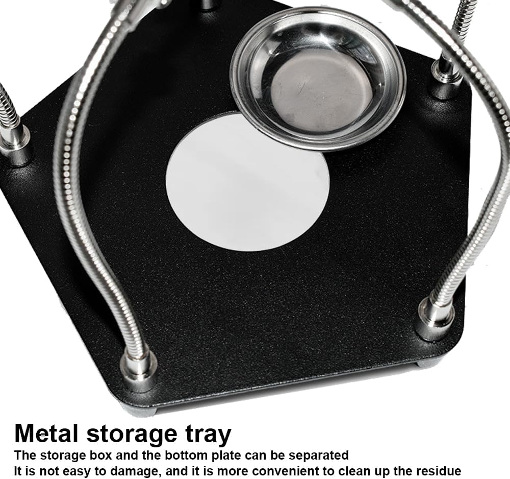 Helping Hands Soldering Station with 3X Magnifying Glass, Third Hand Soldering Magnifying Glass with Soldering Iron Stand, Heavy Duty Metal Base, Flexible Metal Arms for Soldering, Electronic Repair - Image 5