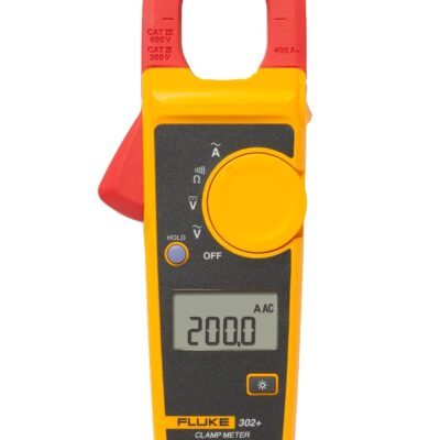 Fluke 302+ Digital Clamp Meter, 30mm Jaw, Measures AC Current to 400A, Measures AC/DC Voltage to 600V, Resistance, Continuity, and Capacitance Measurements, includes 2 Year Warranty