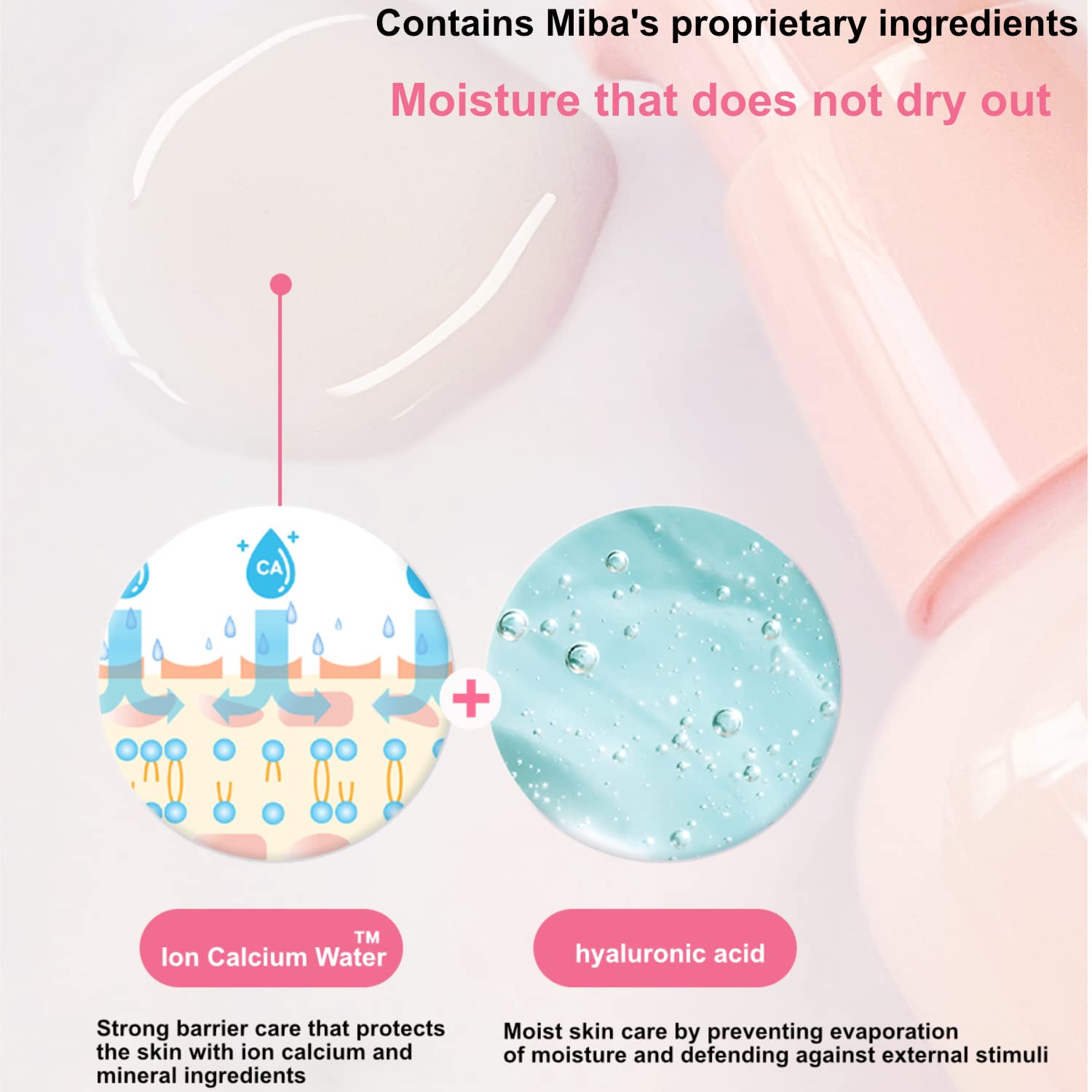 MIBA Ion Calcium Radiant Essence 100ml / 3.38 fl.oz Peachy Moisture Luminous Essence. Moisture that does not dry out. moisture glow. Ingredients of natural origin. Elastic and voluminous skin. - Image 6