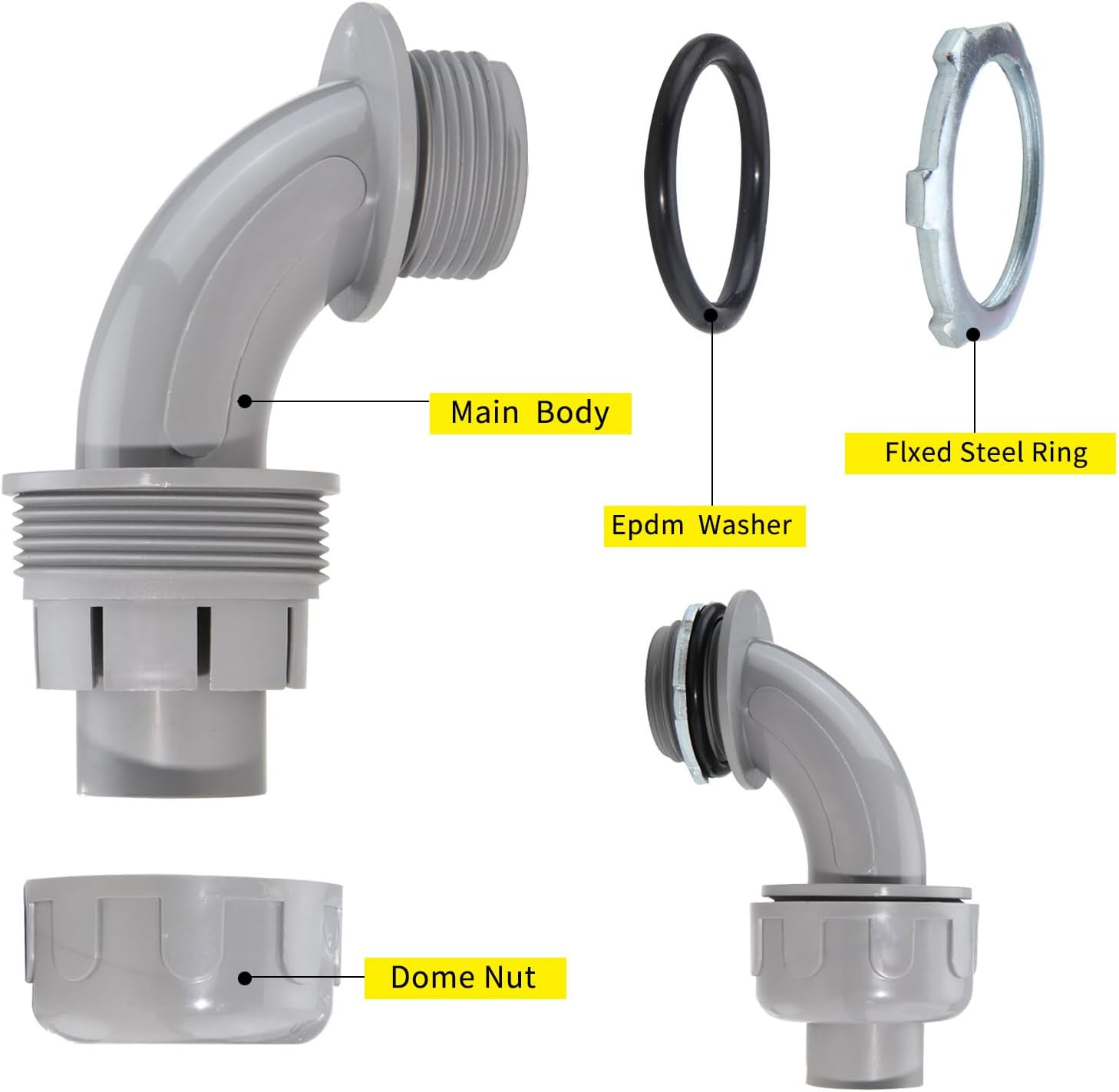 1/2 Inch Flexible Conduit Liquid Tight Connector Nonmetallic Liquid Tight 90° Conduit PVC Flexible Electrical Conduit Fittings 12PACK - Image 5