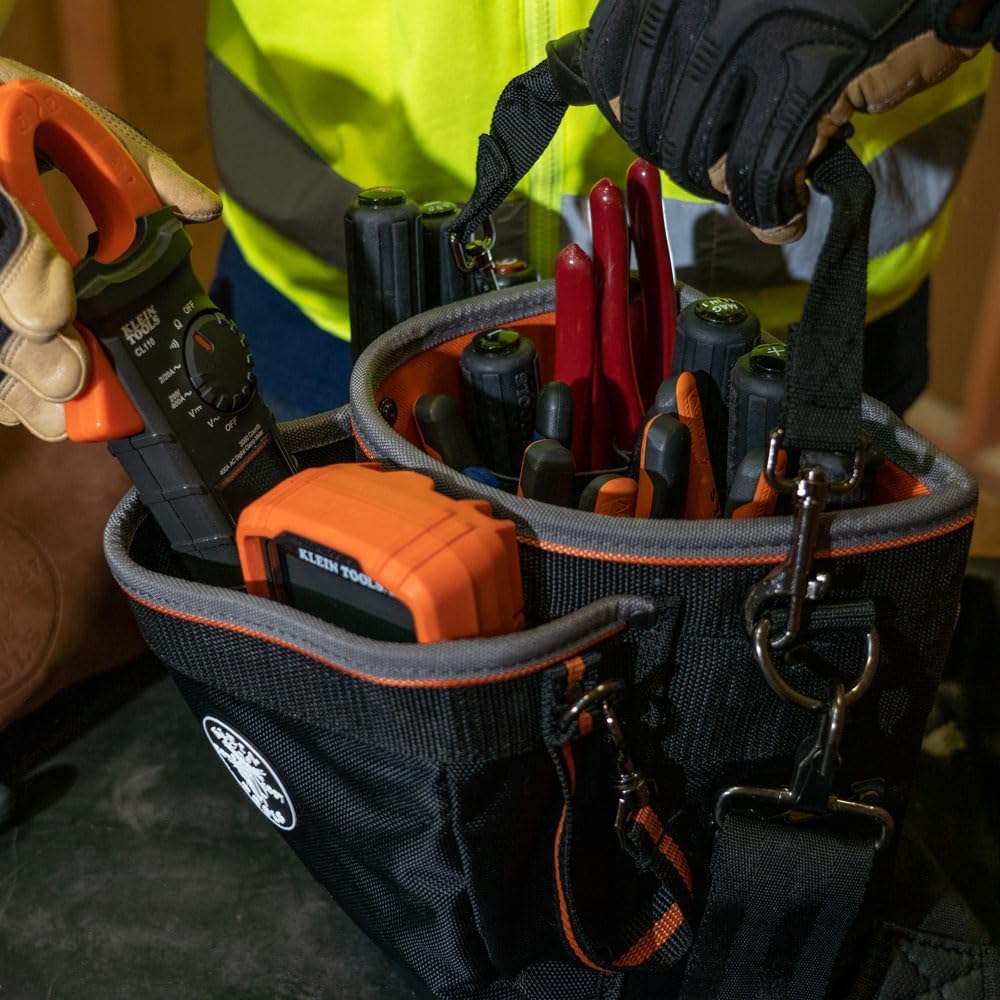 Klein Tools 55419SP-14 Tool Bag with Shoulder Strap Has 14 Pockets for Tool Storage, Can Fit Long Screwdrivers - Image 6