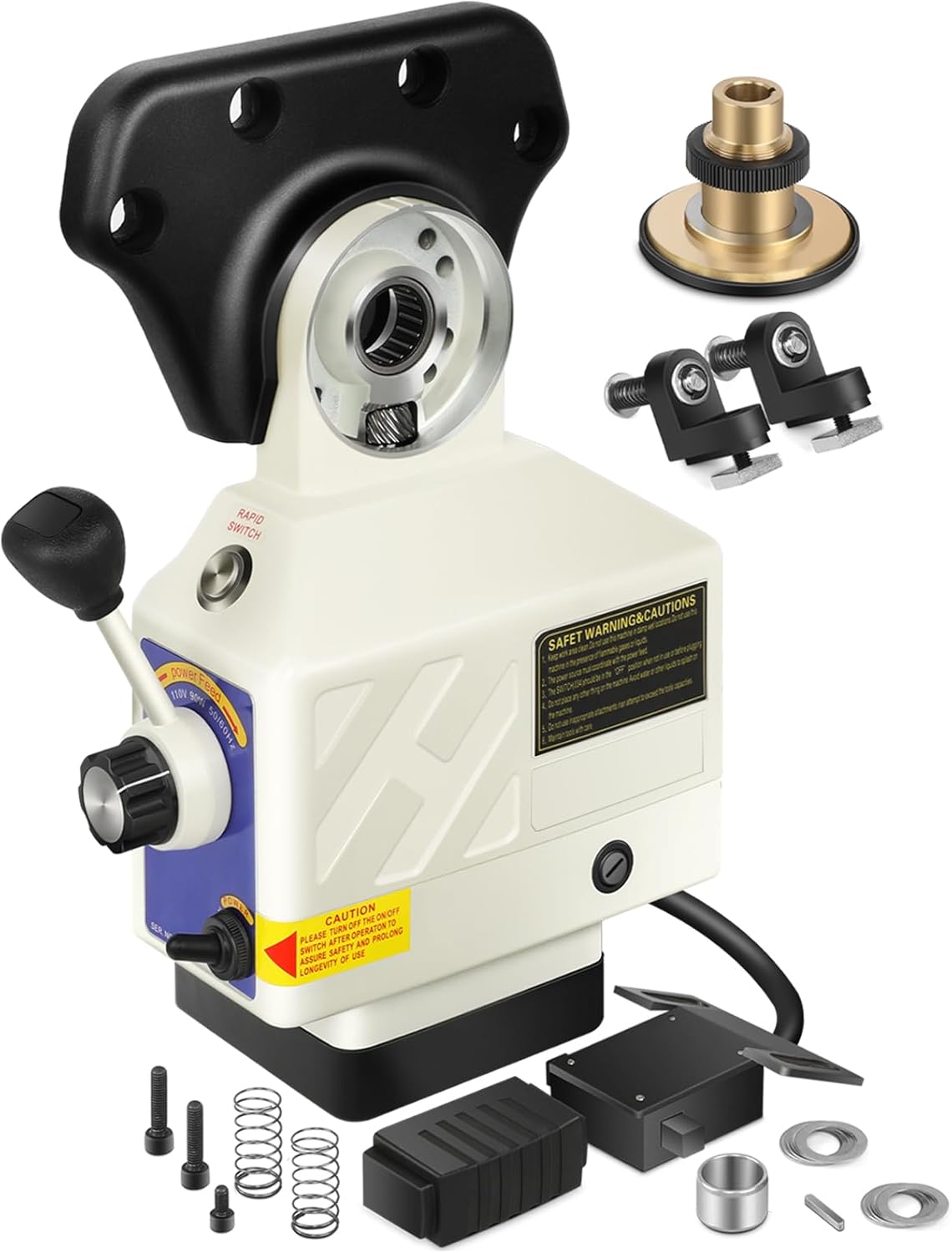 X-Axis Power Feed for Milling Machine 450 in-lb Torque 0-200RPM Table Milling Machine Power Feeder 110V for Bridgeport and Similar Knee Type Milling Machines(5/8" Diameter Shaft)