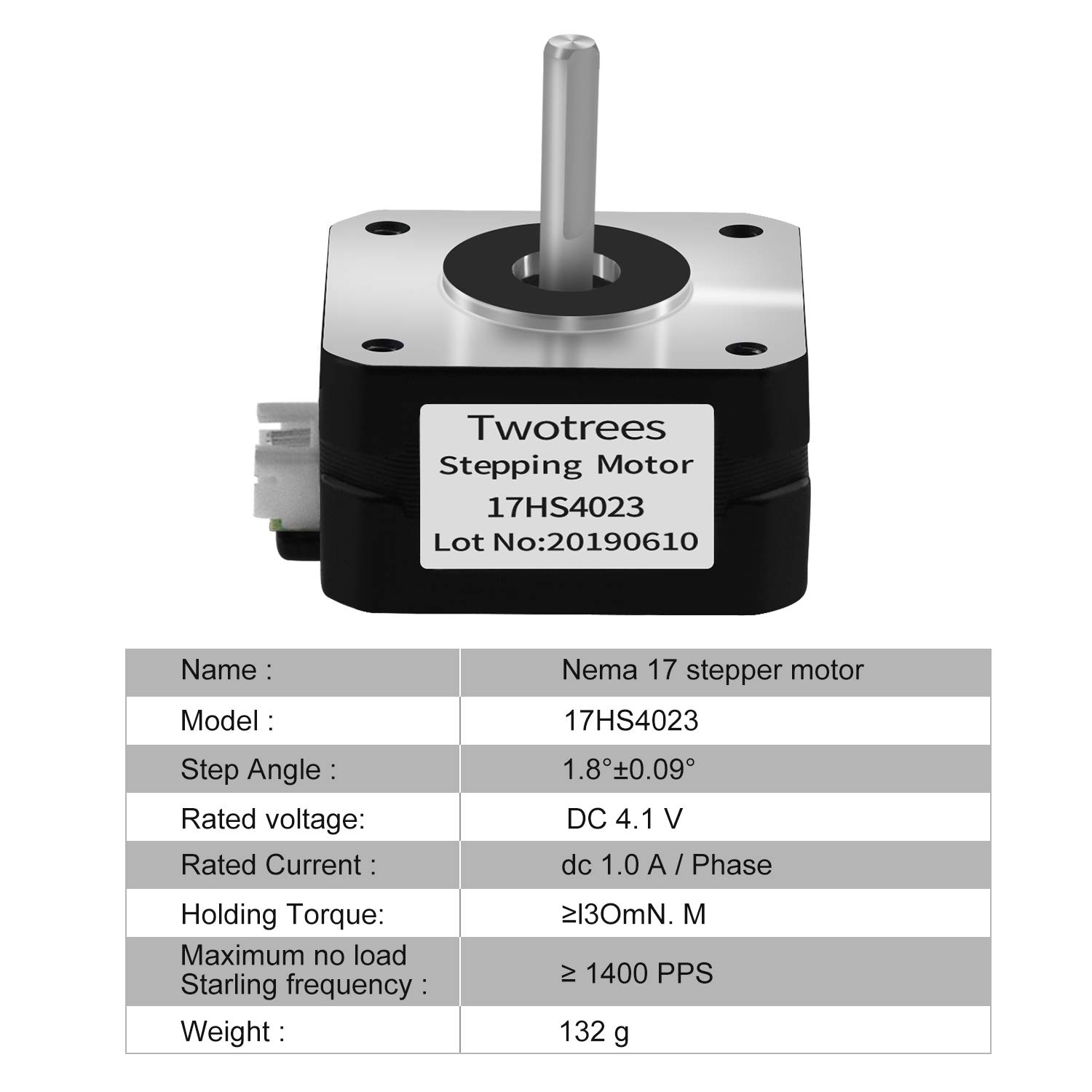Twotrees Nema17 Stepper Motor 17HS 4023 Stepper Motor Bipolar 42 Motor 4-Lead Wire with 1m Cable 23mm 42BYGH 1.5A Motor for CNC XYZ 3D Printer - Image 5