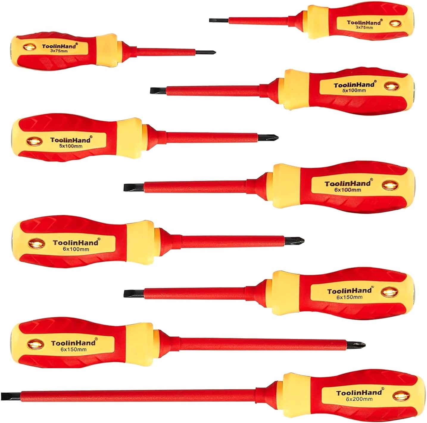 9 PCS 1000V Insulated Screwdriver Set, 4 Phillips and 5 slotted Screwdrivers, with Voltage Tester, CR-V Magnetic Tips, Professional Electrician Electrical Screwdriver Tool Set - Image 8