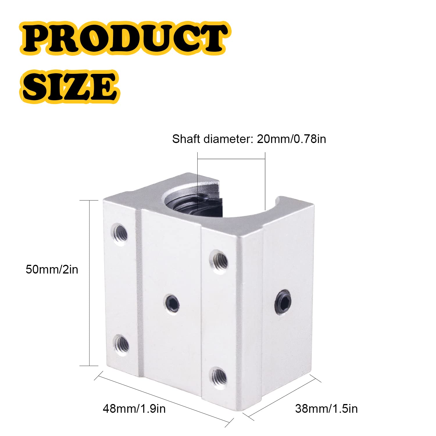 DEEPDREAM 4pcs SBR20UU Aluminum Block 20mm Linear Motion Ball Bearing Slide Block Match for SBR20 20mm Linear Guide Rail - Image 2