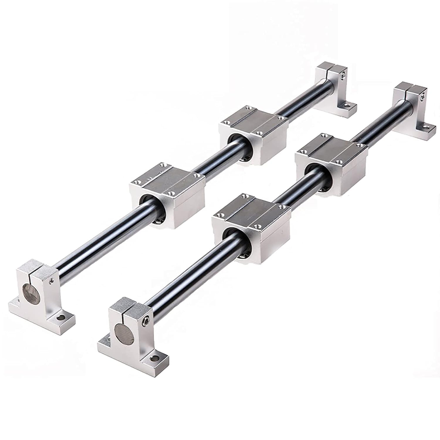 2Pcs Linear Motion Rod Shaft Slide Guide D 20mm x L 47.24 inch / 1200mm + 4Pcs Block Bearings SCS20UU + 4Pcs Aluminum Rail Support SK20 Linear Motion Set Kit for 3D Printer, DIY, CNC