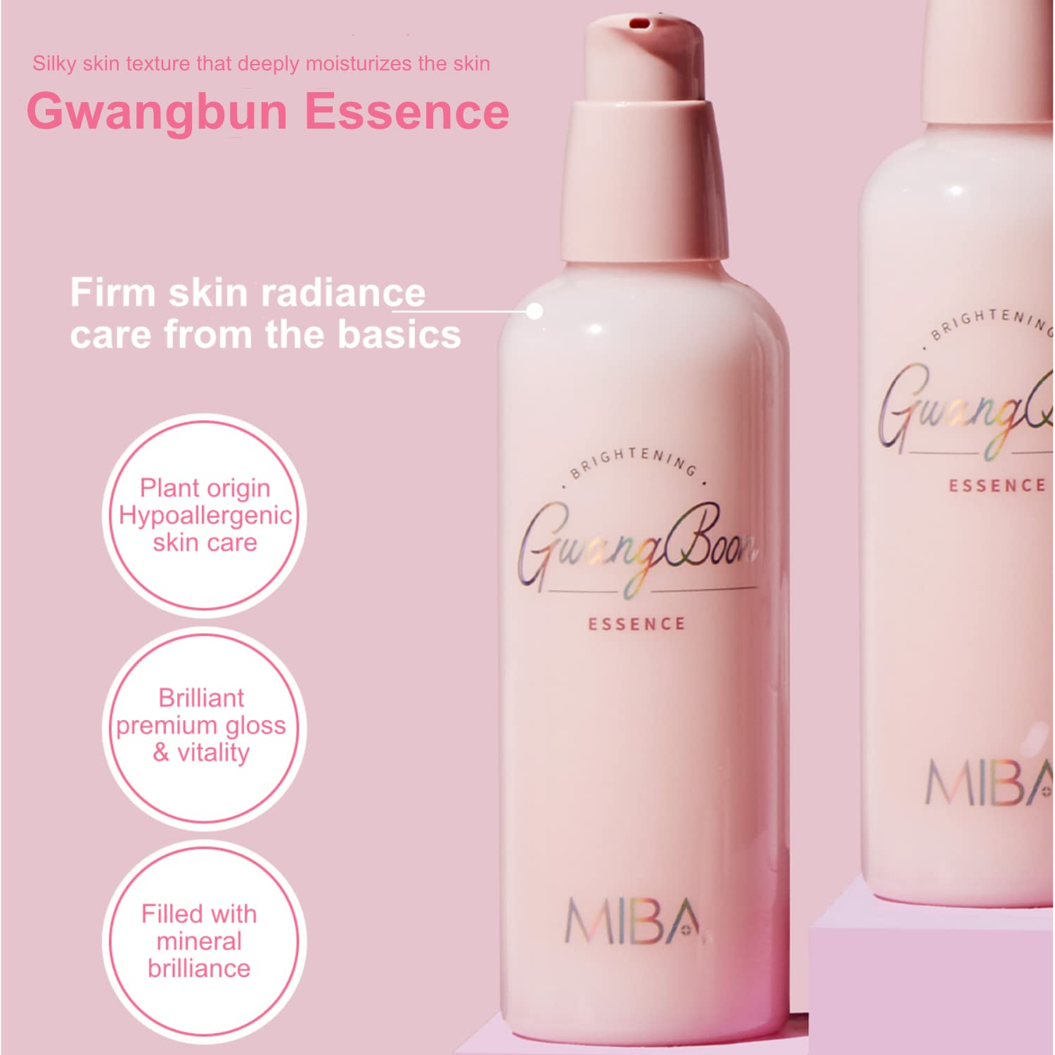 MIBA Ion Calcium Radiant Essence 100ml / 3.38 fl.oz Peachy Moisture Luminous Essence. Moisture that does not dry out. moisture glow. Ingredients of natural origin. Elastic and voluminous skin. - Image 2