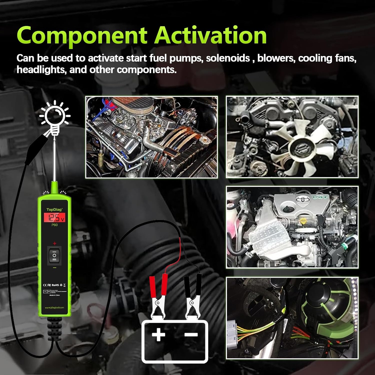 P60 Power Circuit Probe Kit Component Activation Short Circuit Finder Continuity Test Voltage Tester 6-30V Diode Detection Test Trailer Lights Grounding Test Jump Lead Function - Image 4