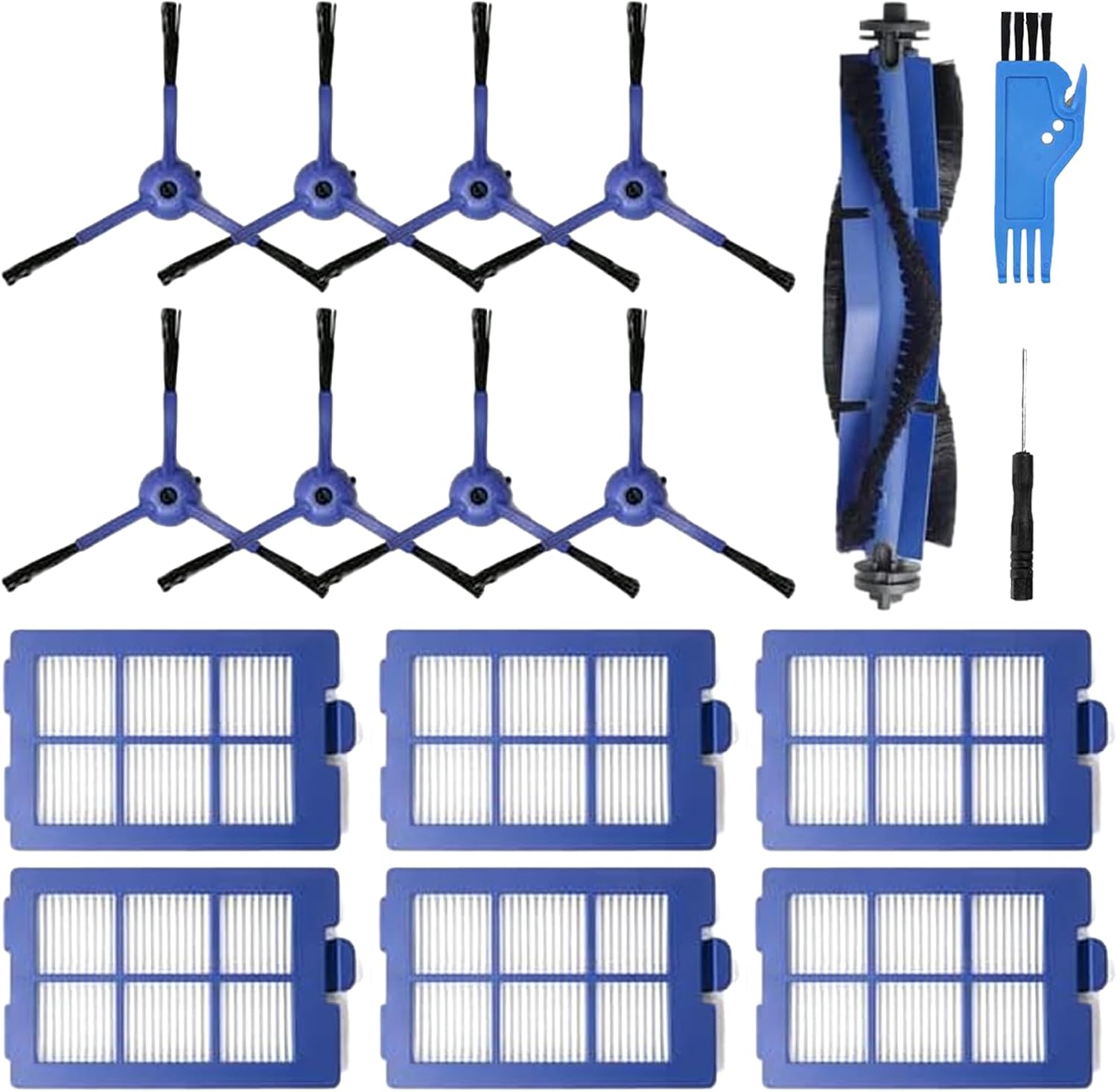 Accessories Kit for Robot Vac X8 ,Replacement Parts Compatible with X8 Hybrid Robotic Vacuum Cleaner includes 1 Main Brush,6 Filters ,8 Side Brushes,1 Cleaning Brush,1 Screwdriver