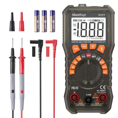 Multimeter Digital, Battery Tester, Multi Tester NCV Non-Contact Voltage Detection, Electrical Tester Auto-Ranging, True RMS 2000 Counts, AC/DC Voltage, AC/DC Current, Continuity, Resistance, Diode