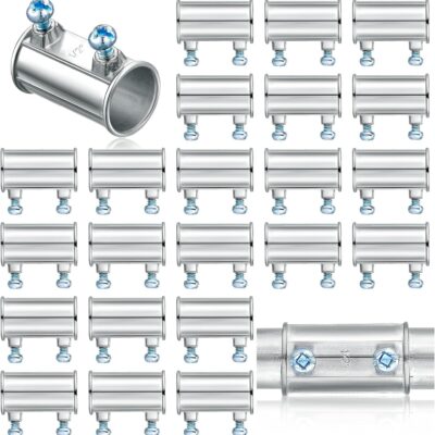 EMT 1/2 Inch Conduit Fittings Screw Coupling Electrical Conduit Pipe Connector Zinc Die Cast Flexible Electrical Conduit Fittings for Tight(25 Pcs)