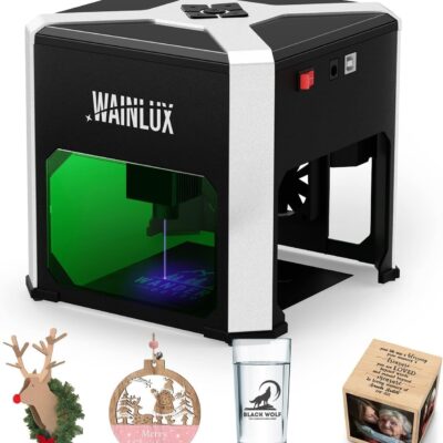 Laser Engraver WAINLUX K6 Pro, 3000mW Laser Engraving Machine, 0.05mm Accuracy, BT Connection Portable Mini Laser Cutter Engraver Tool for Wood Vinyl Leather Glass, DIY Art, Logo Design