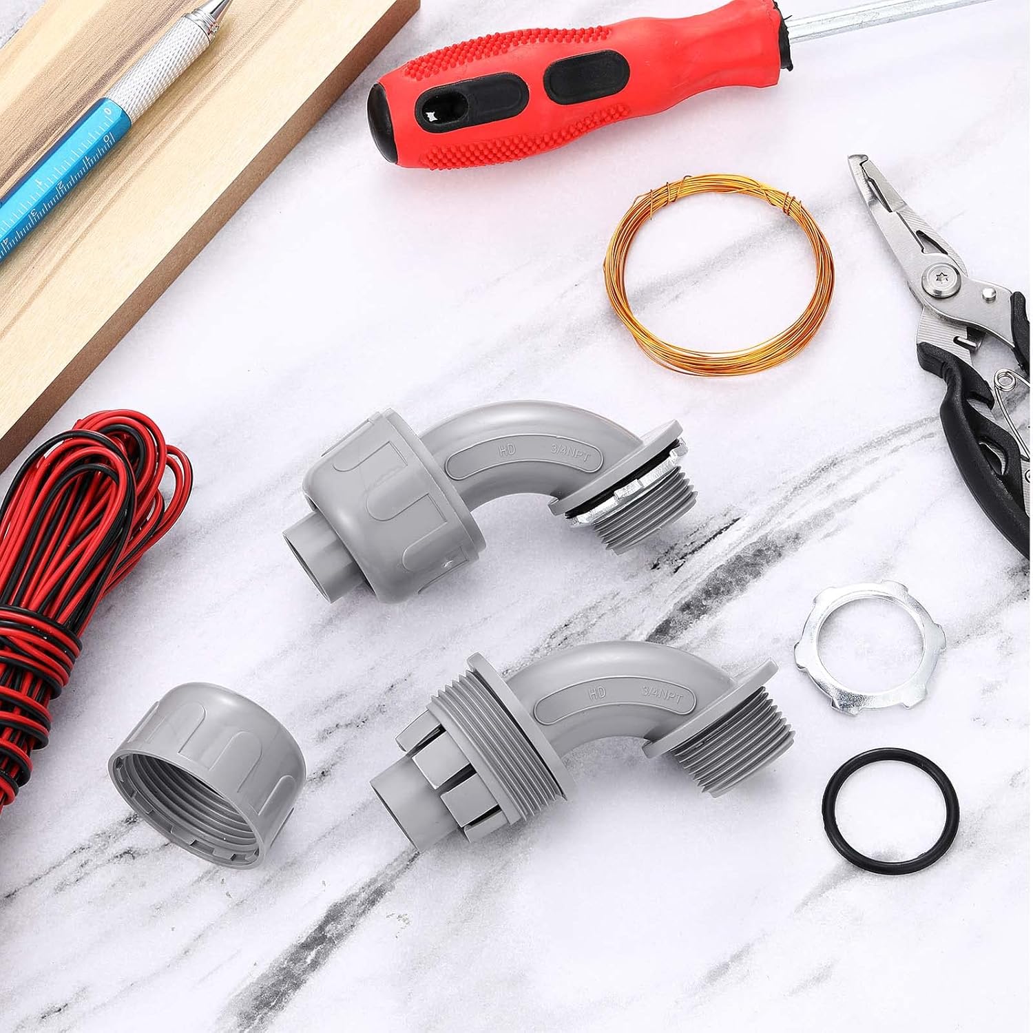 Liquid Tight Connector 3/4 Inch 90 Degree Non Metallic Flex Electrical Conduit Fittings, Electrical Conduit Connector Fitting for PVC Pipe Cable Home Kitchen (25 Pcs) - Image 7