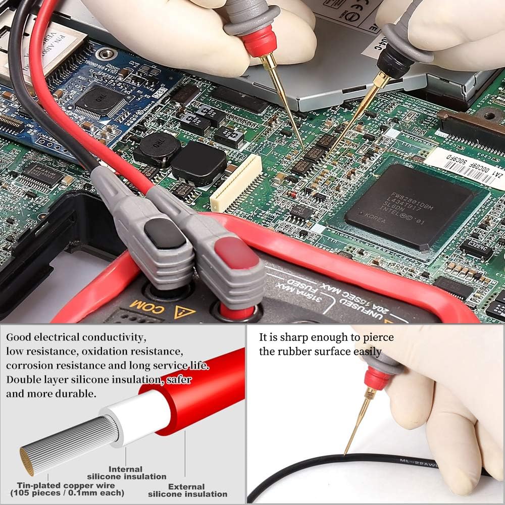 Bionso 25-Piece Multimeter Leads Kit, Professional and Upgraded Test Leads Set with Replaceable Gold-Plated Multimeter Probes, Alligator Clips, Test Hooks and Back Probe Pins. - Image 3