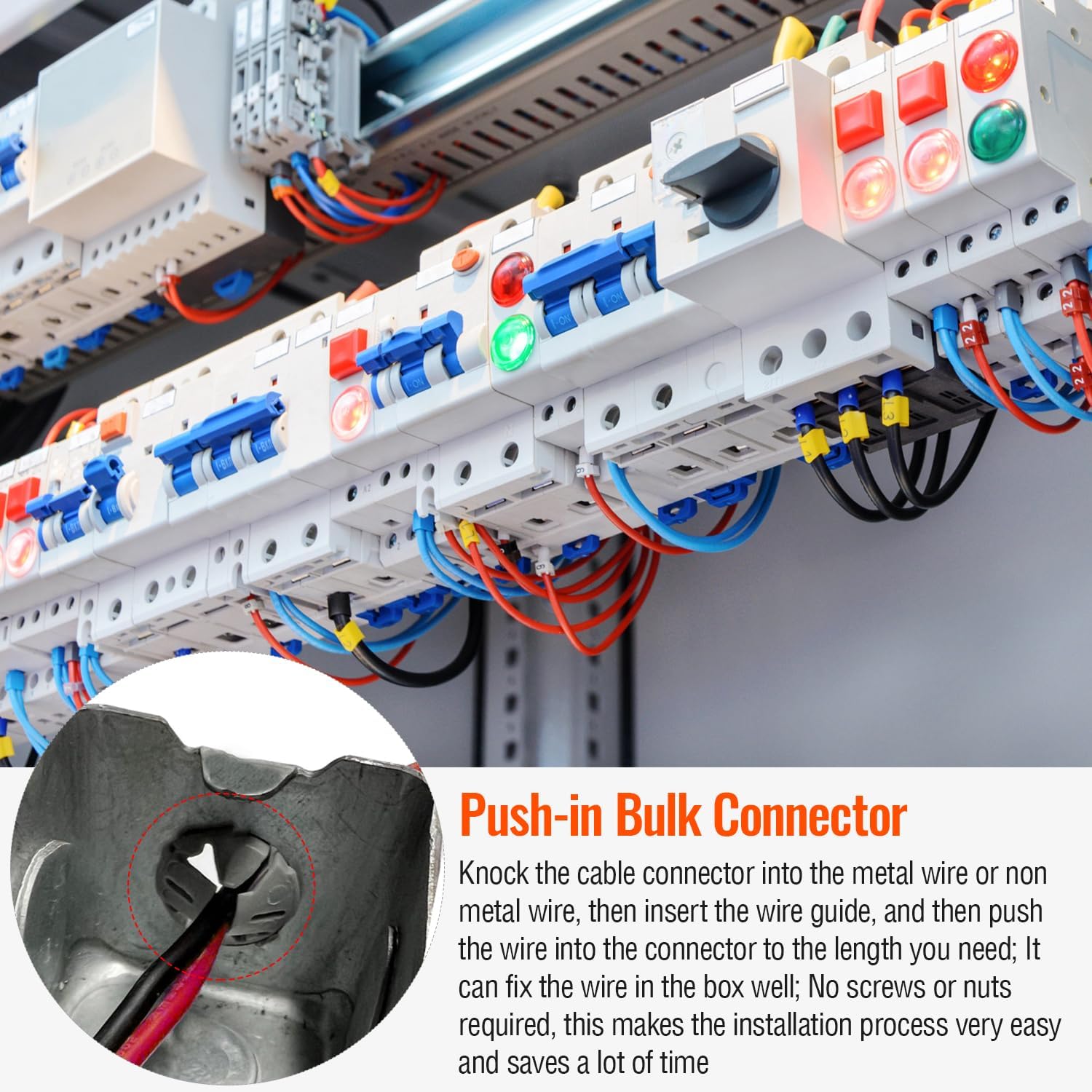 120 Pcs 3/8-1/2 Inch Electrical Box Cable Connectors, Non-Metallic Button Push in Wire Connectors, Electrical Conduit Fittings Junction Box Connector Gray, Fits for 1/2 Inch Knockouts - Image 7