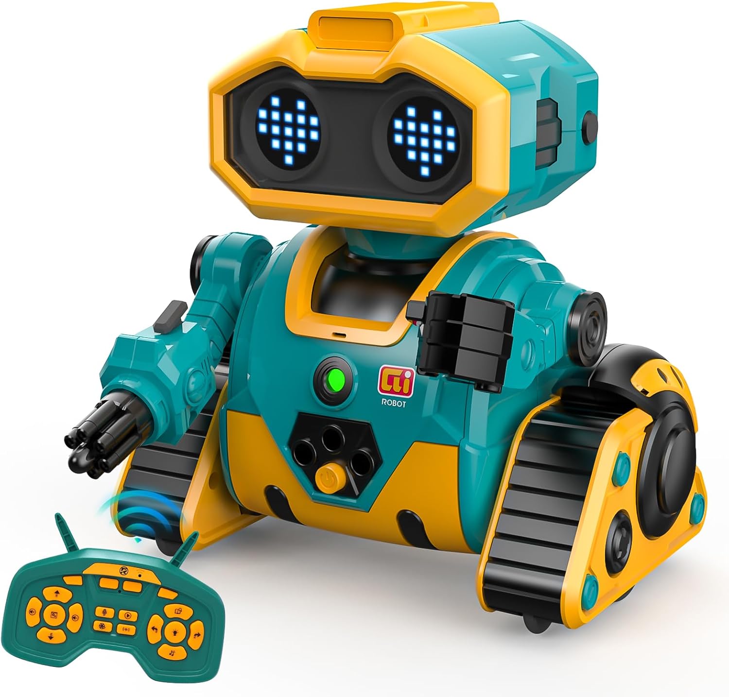 Holyton Robot Toys K103, Remote Control Robots for Kids with Editable Actions, Rechargeable, Auto-Demonstration, Dance Moves, Music, LED Eyes, Gifts for Boys and Girls