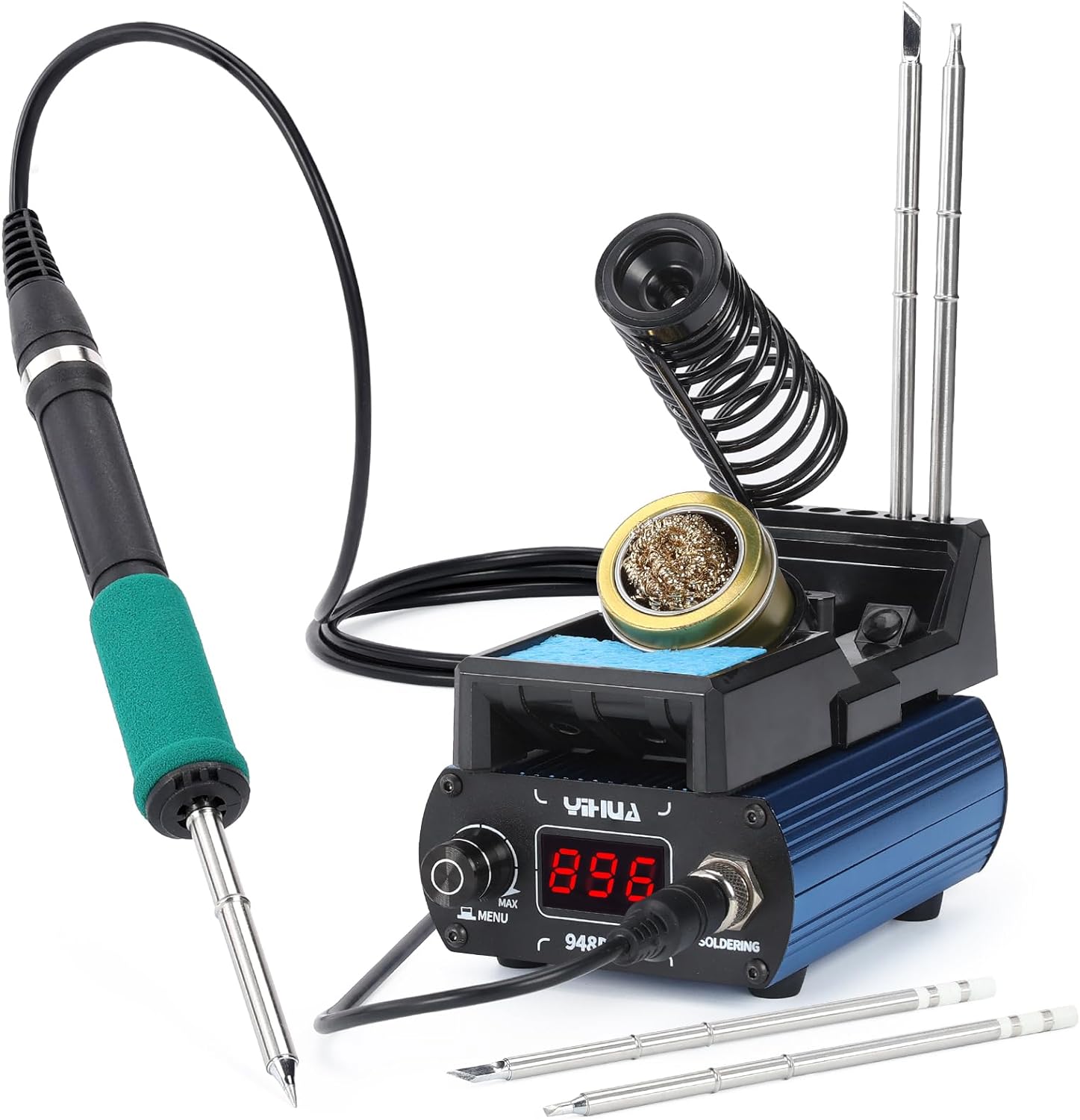 YIHUA 948DB+ II Soldering Iron Station Kit compatible for T12 solder iron tip with 2 tips with °F-°C Conversion, Sleep Mode, Auto Shutdown, Preset Channels, Calibration Functions