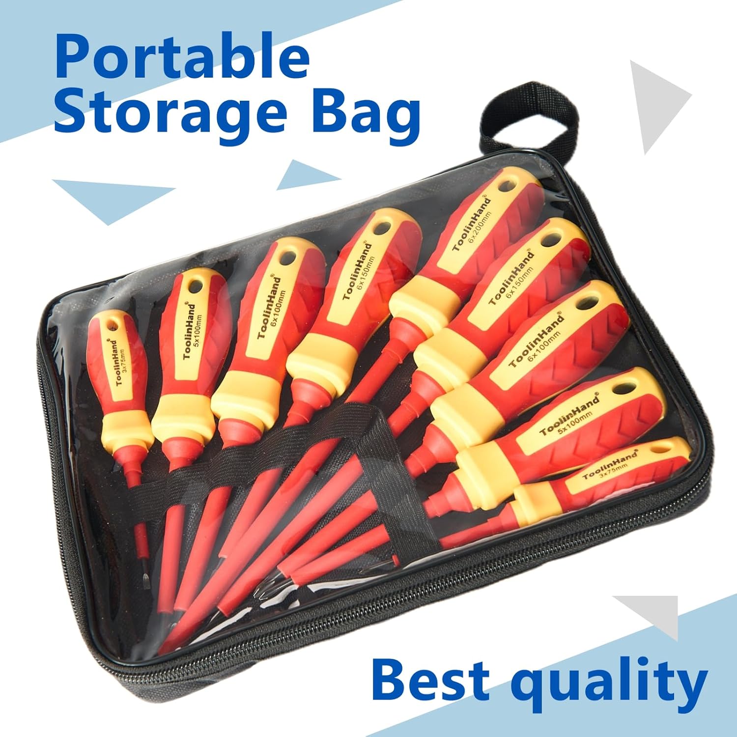 9 PCS 1000V Insulated Screwdriver Set, 4 Phillips and 5 slotted Screwdrivers, with Voltage Tester, CR-V Magnetic Tips, Professional Electrician Electrical Screwdriver Tool Set - Image 7