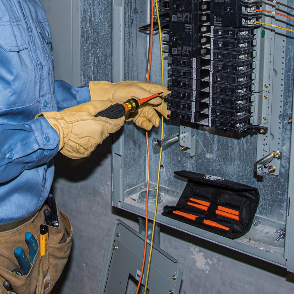 Klein Tools 32288 Insulated Screwdriver, 8-in-1 Screwdriver Set with Interchangeable Blades, 3 Phillips, 3 Slotted and 2 Square Tips - Image 7