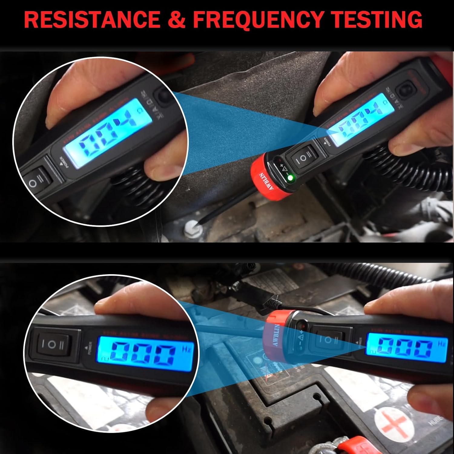 Upgrade Power Circuit Probe Tester, LCD Digital Automotive Test Light with Voltmeter&Illumination, DC Auto Voltage Tester, Relay Fuse Component Continuity Current Resistance Frequence Test. - Image 4
