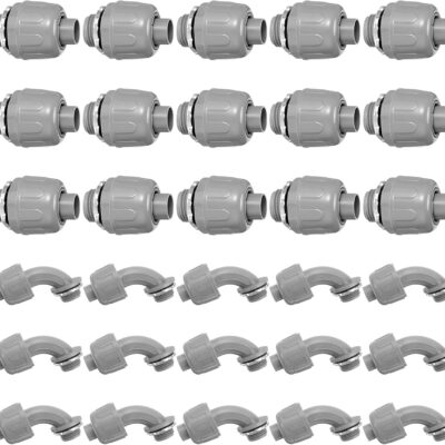 1/2" Liquid Tight Connector Electrical Conduit Connector 90 Degree and 180 Degree PVC Flexible Conduit Connector Fitting for Home Kitchen Bathroom Tube Tool Supplies (30 Pcs)