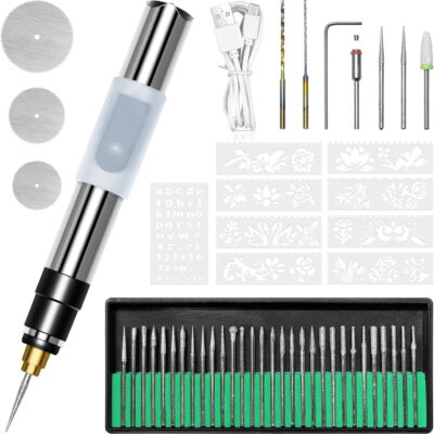 Engraving Pen with 38 Bits - USB Rechargeable Cordless Engraving Machine, Portable DIY Engraving Pen, Rotary Engraver for Jewelry Glass Stone Wood Carving