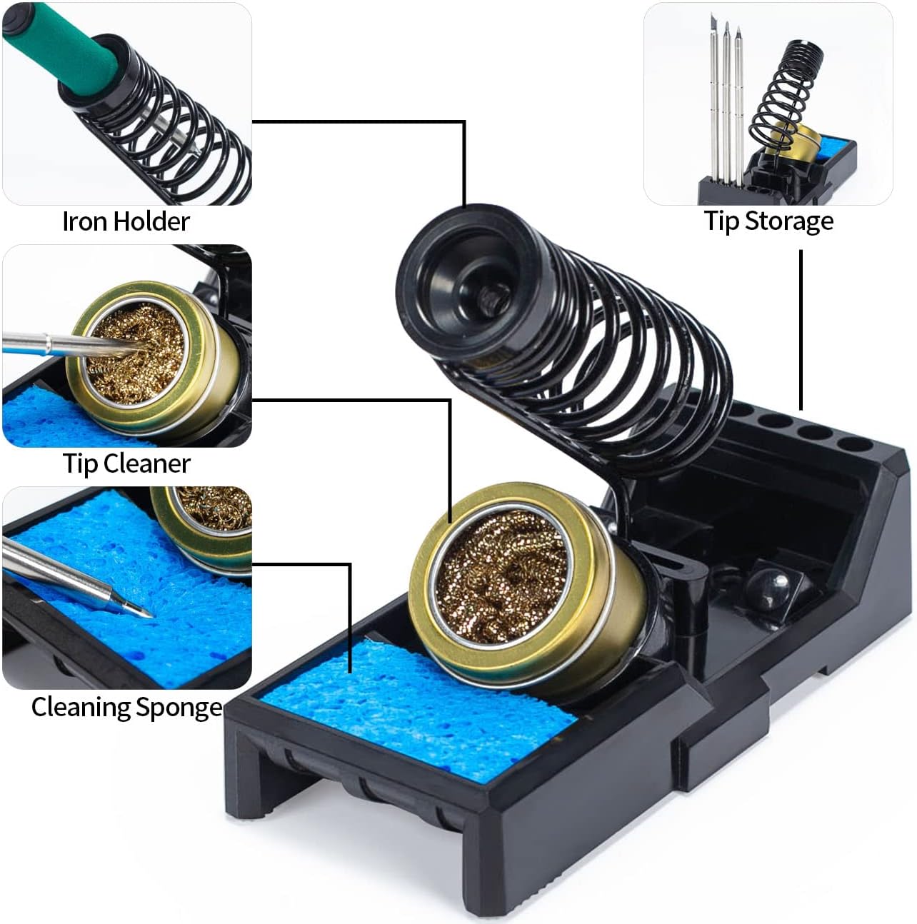 YIHUA 948DB+ II Soldering Iron Station Kit compatible for T12 solder iron tip with 2 tips with °F-°C Conversion, Sleep Mode, Auto Shutdown, Preset Channels, Calibration Functions - Image 7