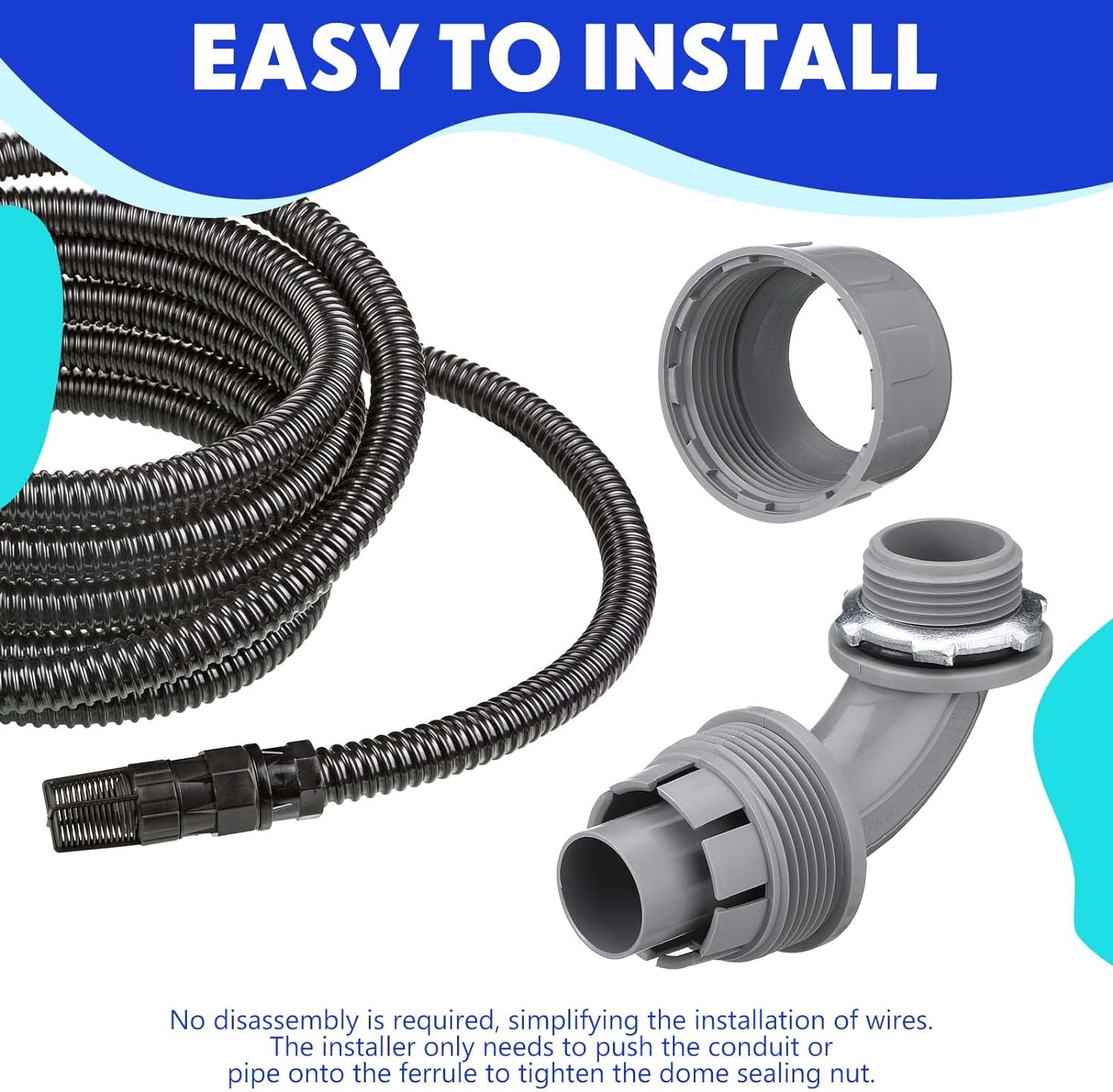 Liquid Tight Connector 3/4 Inch 90 Degree Non Metallic Flex Electrical Conduit Fittings, Electrical Conduit Connector Fitting for PVC Pipe Cable Home Kitchen (25 Pcs) - Image 6