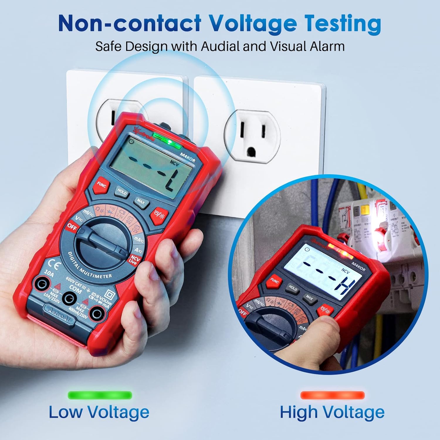 AstroAI Multimeter Tester, TRMS 4000 Counts Volt Meter Auto-Ranging Ohmmeter Digital 1.5v/9v/12v Battery Voltage Tester Measure Voltage Current Resistance Diodes Continuity Capacitance with NCV - Image 5