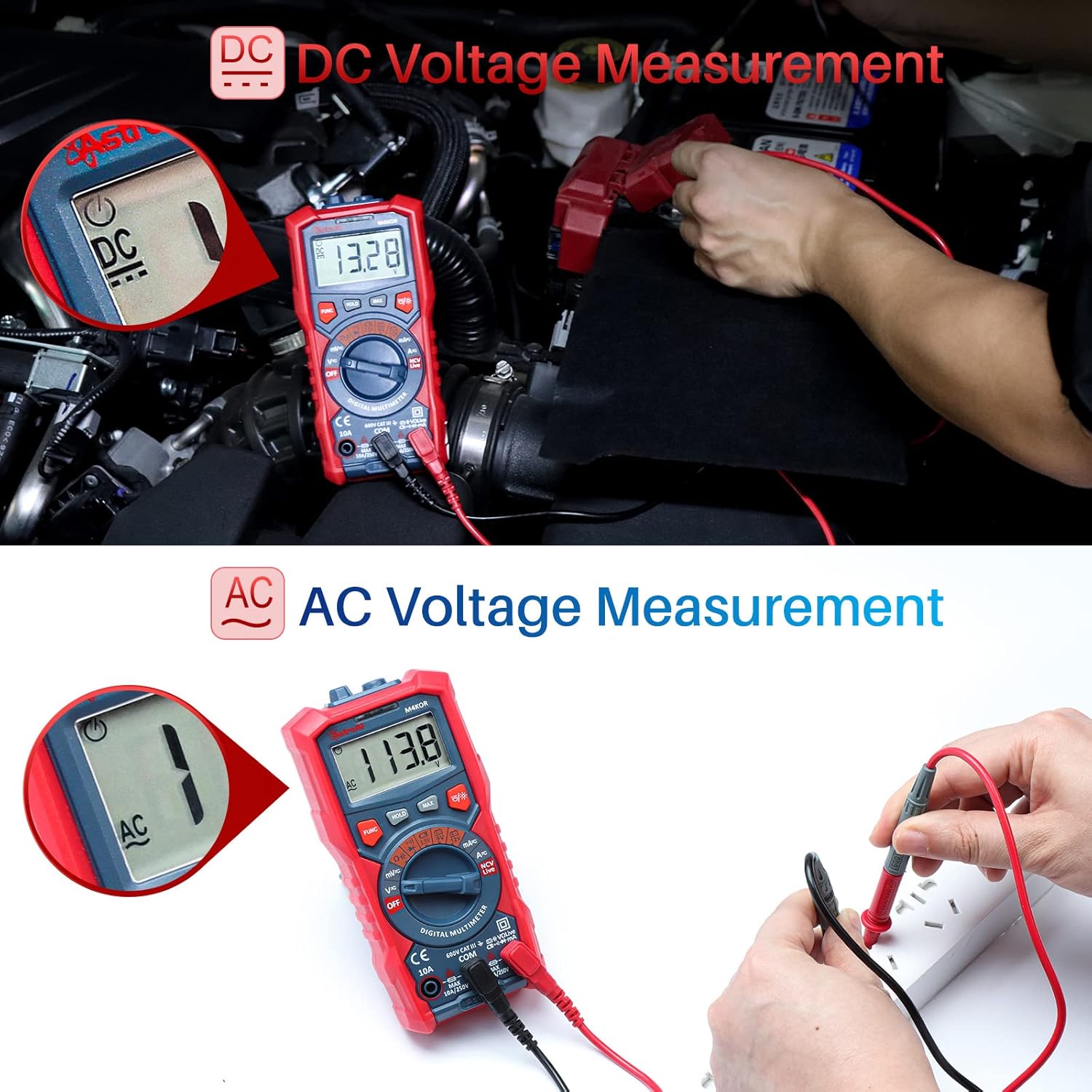 AstroAI Multimeter Tester, TRMS 4000 Counts Volt Meter Auto-Ranging Ohmmeter Digital 1.5v/9v/12v Battery Voltage Tester Measure Voltage Current Resistance Diodes Continuity Capacitance with NCV - Image 6