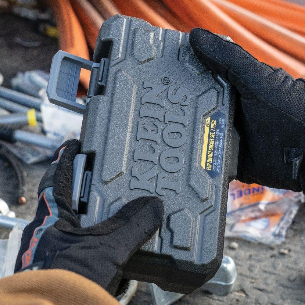 Klein Tools 66070 Impact Socket Set, Impact Driver Flip Socket, Five Sockets with 1/4-Inch Hex and 1/2-Inch Square Socket Adapters, 7-Piece - Image 6