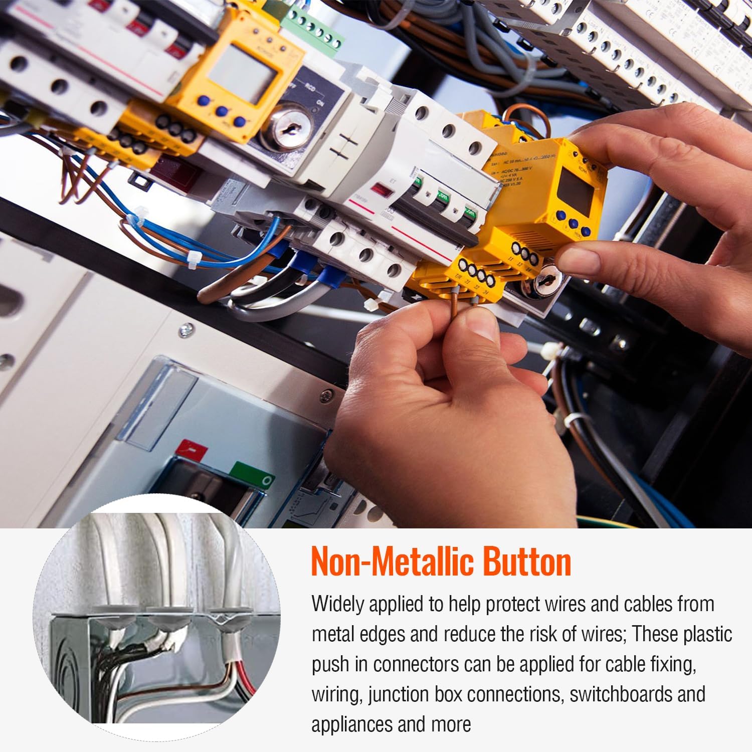 120 Pcs 3/8-1/2 Inch Electrical Box Cable Connectors, Non-Metallic Button Push in Wire Connectors, Electrical Conduit Fittings Junction Box Connector Gray, Fits for 1/2 Inch Knockouts - Image 5