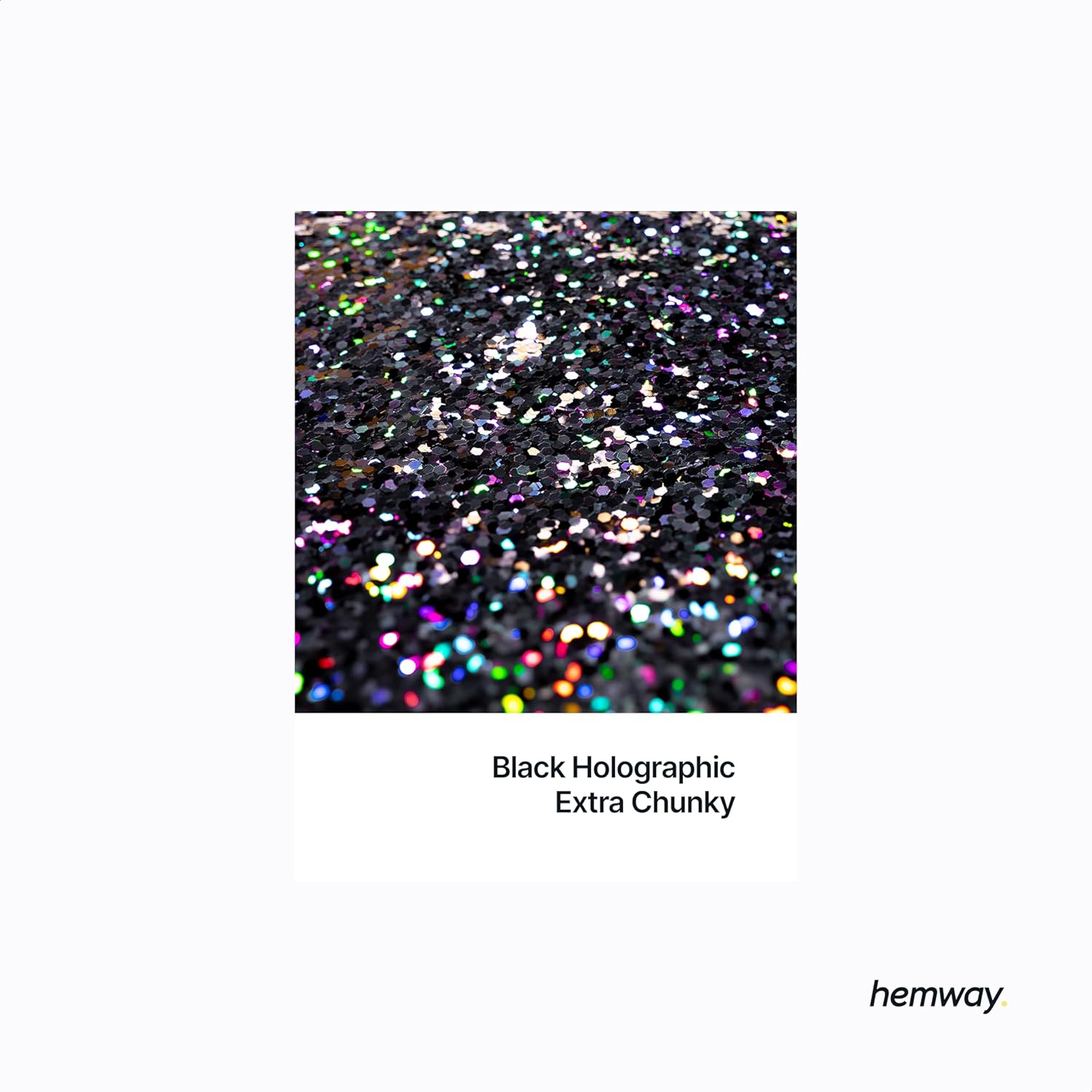 Hemway Polyurethane & Epoxy Resin Glitter 100g / 3.5oz Metallic Crystal Flake Additive for Flooring Jewelry Tumblers Glass Pigment - Extra Chunky (1/24" 0.040" 1mm) - Black Holographic - Image 2