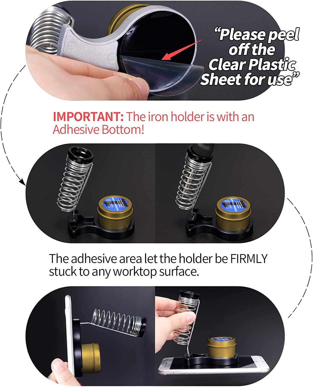 YIHUA 947-III 60W Soldering Iron Kit Adjustable Temperature with Sticky Holder, Tip Cleaner, Cleaning Sponge Power Switch, Operation Indicator, Portable Soldering Kit - Image 5