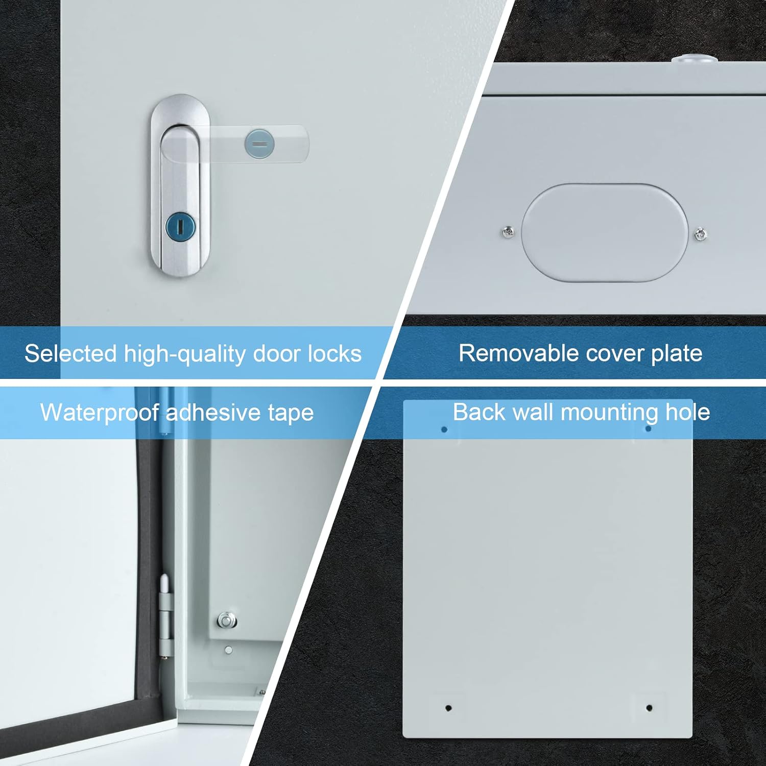 Steel Electrical Junction Box, Indoor&Outdoor Electrical Enclosure Box, Wall Mounted Waterproof&Dustproof Metal Box, Universal Electric Equipment Enclosure Box with Safety Locks and Mounting Plates - Image 4