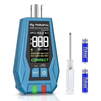 GFCI Outlet Tester Plug in - Tilswall GFCI/Non-GFCI Receptacle Tester with LCD Display (Display Voltage, Trip Time, Wiring Faults) for Standard 3-Wire 120V, 15 20 Amp Outlet, CAT II 135V Safety Rating
