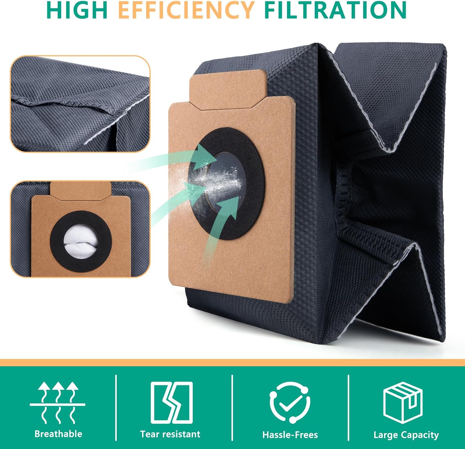 Dust Bags for eufy X10 Pro Omni Robot Vacuum & X8 Pro with Self-Empty Station, Large Capacaity, 12 Pack - Image 6