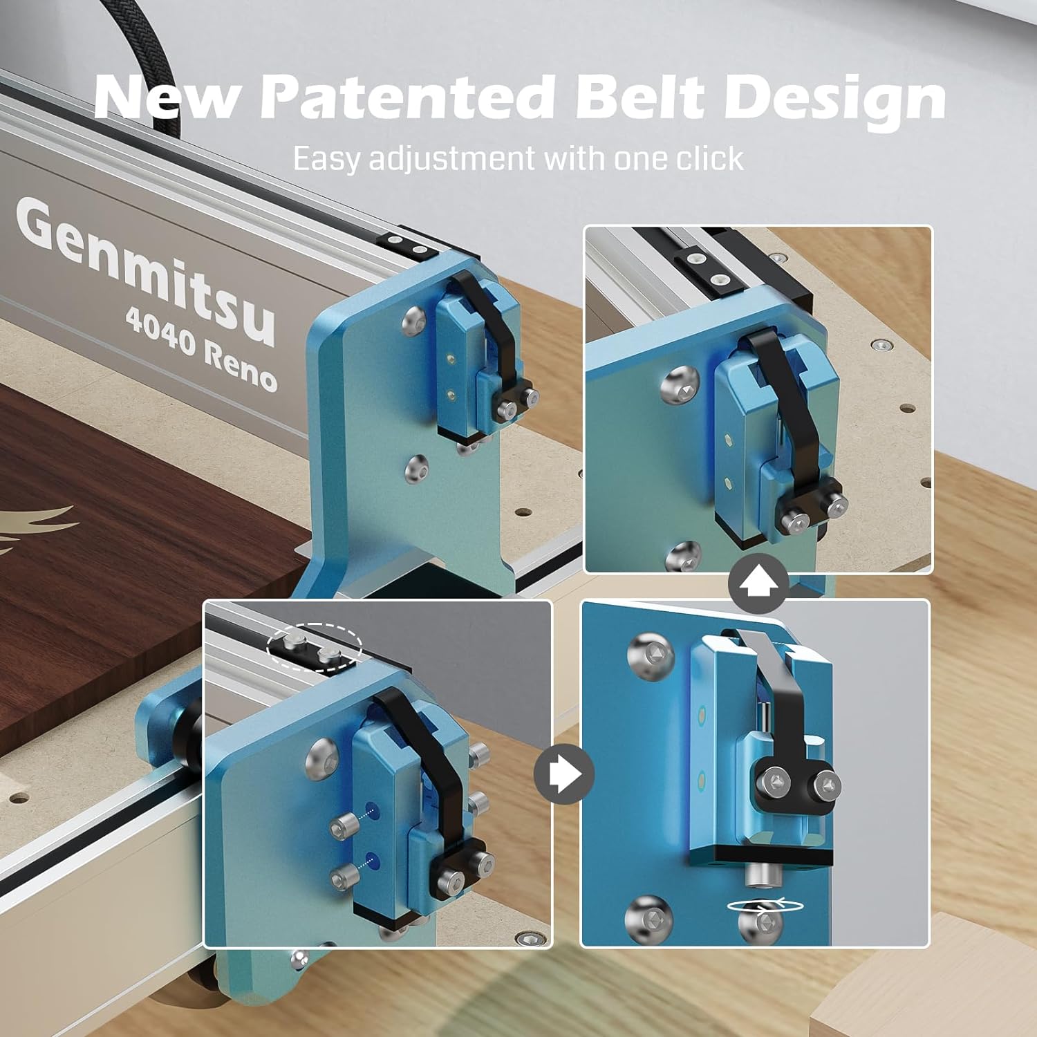 Genmitsu 4040 Reno CNC Router Milling Machine for Woodworking Acrylic Cutting, Belt Driven, Quieter Movement, Wood Metal Carving Cutter Engraver, Working Area 15.75′′ x 15.75′′ x 3′′ - Image 2