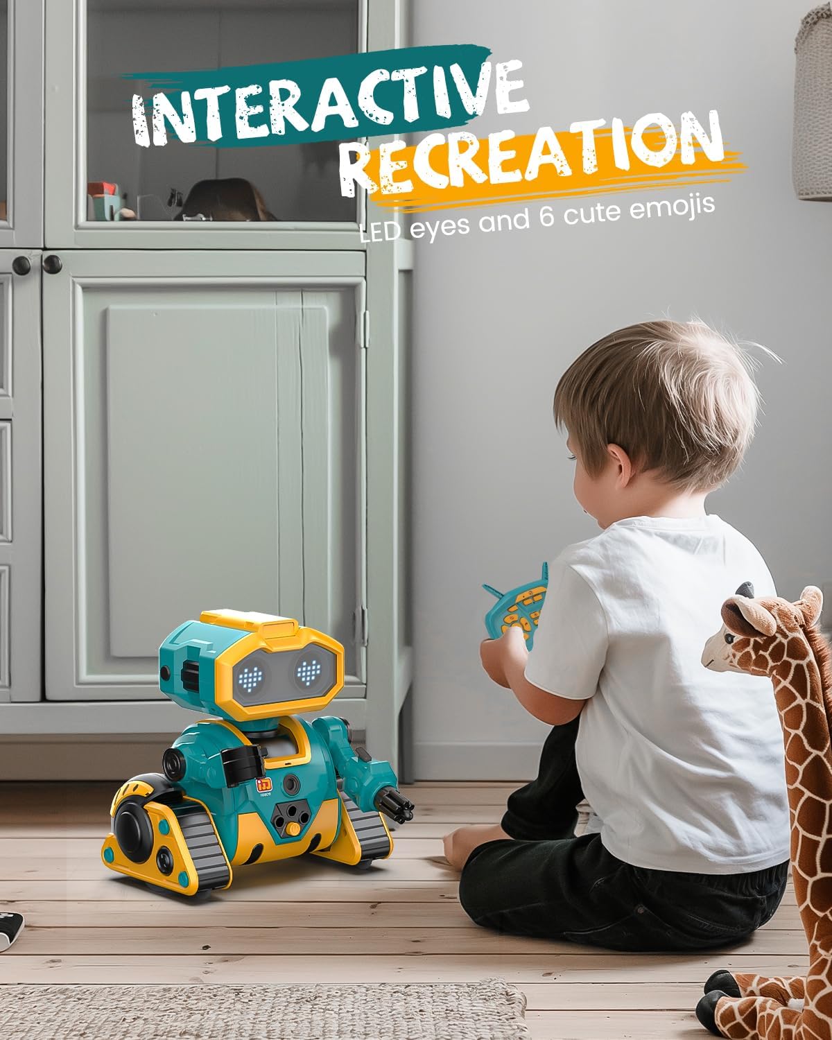 Holyton Robot Toys K103, Remote Control Robots for Kids with Editable Actions, Rechargeable, Auto-Demonstration, Dance Moves, Music, LED Eyes, Gifts for Boys and Girls - Image 7