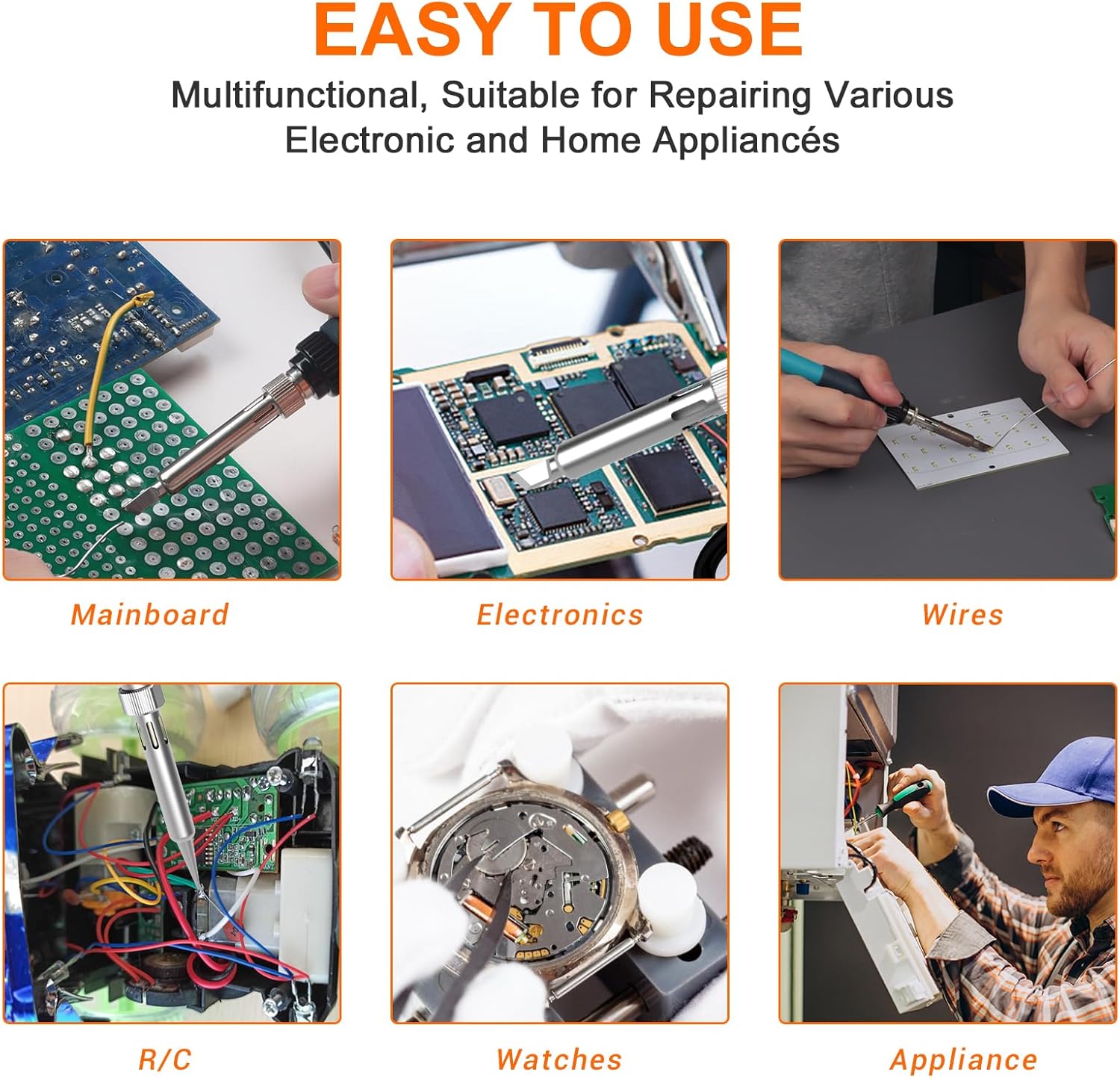 969 Soldering Iron Kit,90W Precision Soldering Station,Soldering Kit with Knob Stepless Temp Controlled,5 Extra Iron Tips,Lead-Free Solder,Sucker,Tweezers,for Electronics Beginner - Image 6