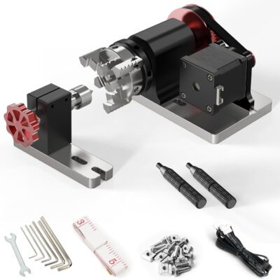 CNC Rotary Axis 4th Axis, Belt Reduction Ratio: 4:1 Chuck Diameter 4mm-60mm Fourth Axis Rotary Axis to Auxiliary Engraving, Suitable for TTC450 and Most CNC Milling Machine