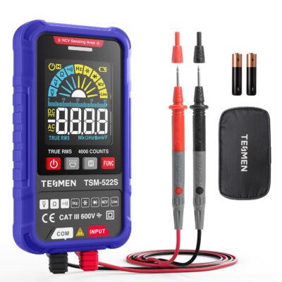TSM-522S Digital Multimeter, TRMS 4000 Counts Voltage Tester, Voltmeter Measures AC/DC Voltage, NCV, Diode, Capacitance, Resistance, Continuity, Frequency & Live Wire for Household, DIY-Blue