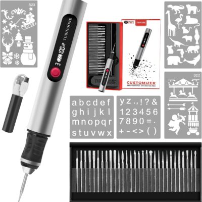 Customizer Engraving Pen, Cordless Engraving Pen for Artists & DIYers, Engrave 50+ Surfaces - Beginner Friendly - Rechargeable - Free 30 Bits & Mastery Guide & Stencils