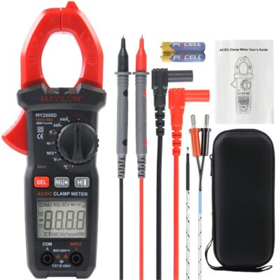 Digital Clamp Meter Multimeter 6000 Counts Voltage Tester Auto-ranging Measures AC DC Current Voltage Temperature NCV Frequency Diode Resistance Capacitance Backlight Electrical Tester