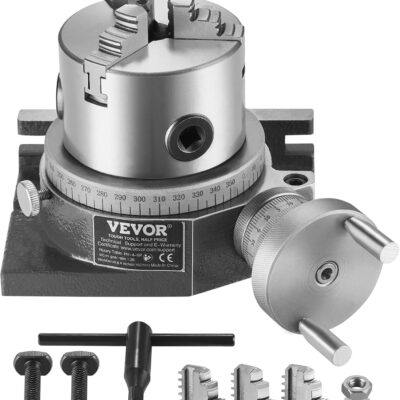 VEVOR Rotary Table for Milling Machines, 4''/ 100 mm, Horizontal Vertical Model Precision Milling Rotary Table, with 3.1''/80 mm 3-Jaw Chuck M10 T-Bolts Nuts, for Milling Engineering Indexing Tools