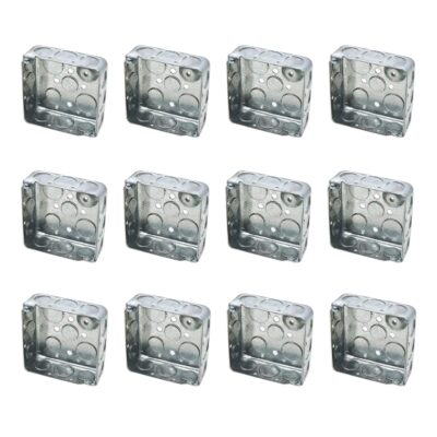 12 Pack 4" Square Electrical Box, 1-1/2'' Deep Metal Electrical Box, 21.0 Cu. in. Capacity, Electrical Junction Box, Galvanized