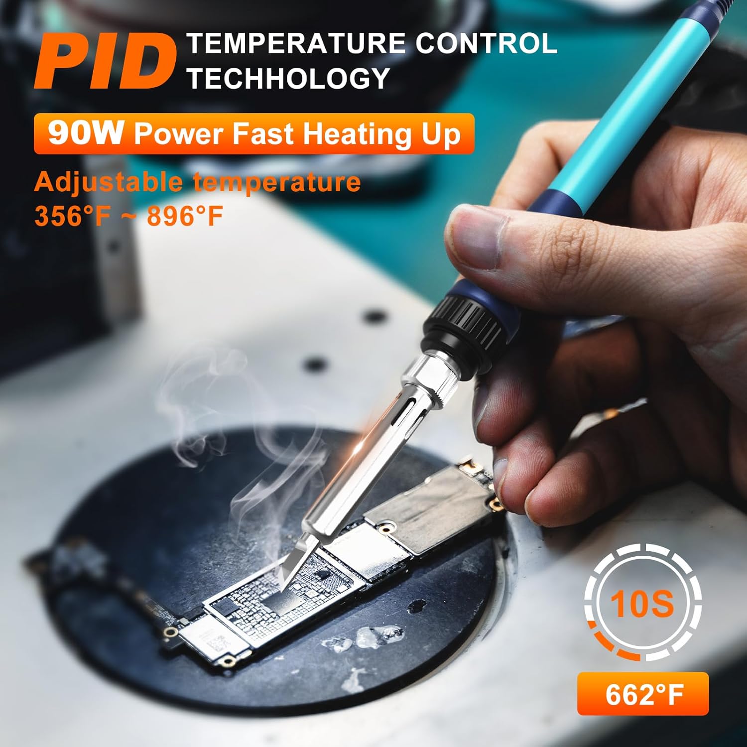 969 Soldering Iron Kit,90W Precision Soldering Station,Soldering Kit with Knob Stepless Temp Controlled,5 Extra Iron Tips,Lead-Free Solder,Sucker,Tweezers,for Electronics Beginner - Image 2