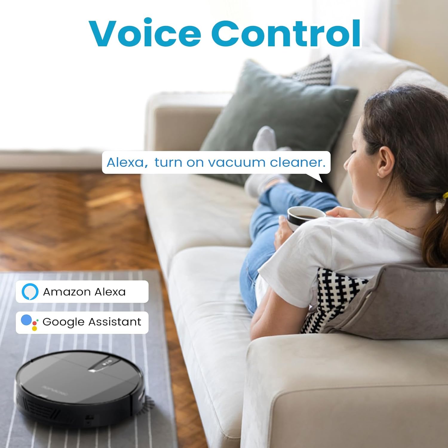 Robot Vacuum Cleaner with 3000Pa Cyclone Suction, APP/Voice/Remote Control, Automatic Self-Charging Robotic Vacuum, Scheduled Cleaning, Ideal for Pet Hair, Hard Floor, Low Carpet - Image 5
